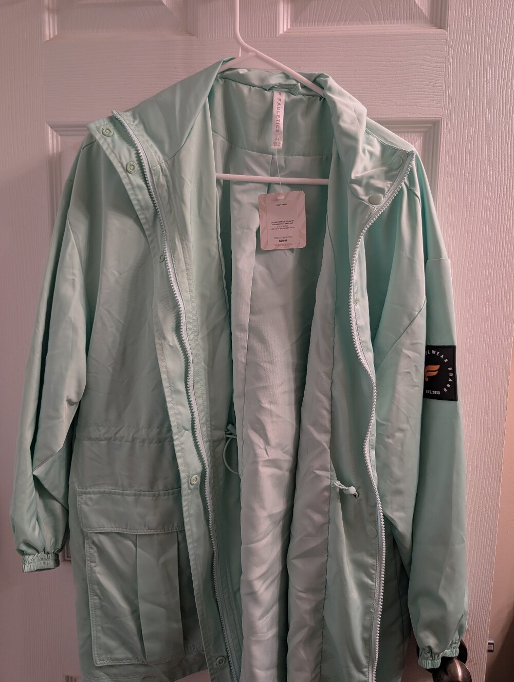Fabletics Parka Jacket Mint Green Hooded New W/Tag International Athletic Brand